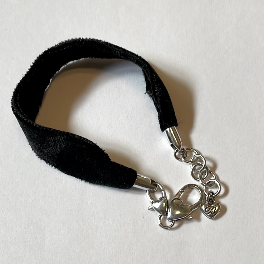 Brighton Scarlet Black Velvet and Silver Add a Bead/Charm Bracelet
